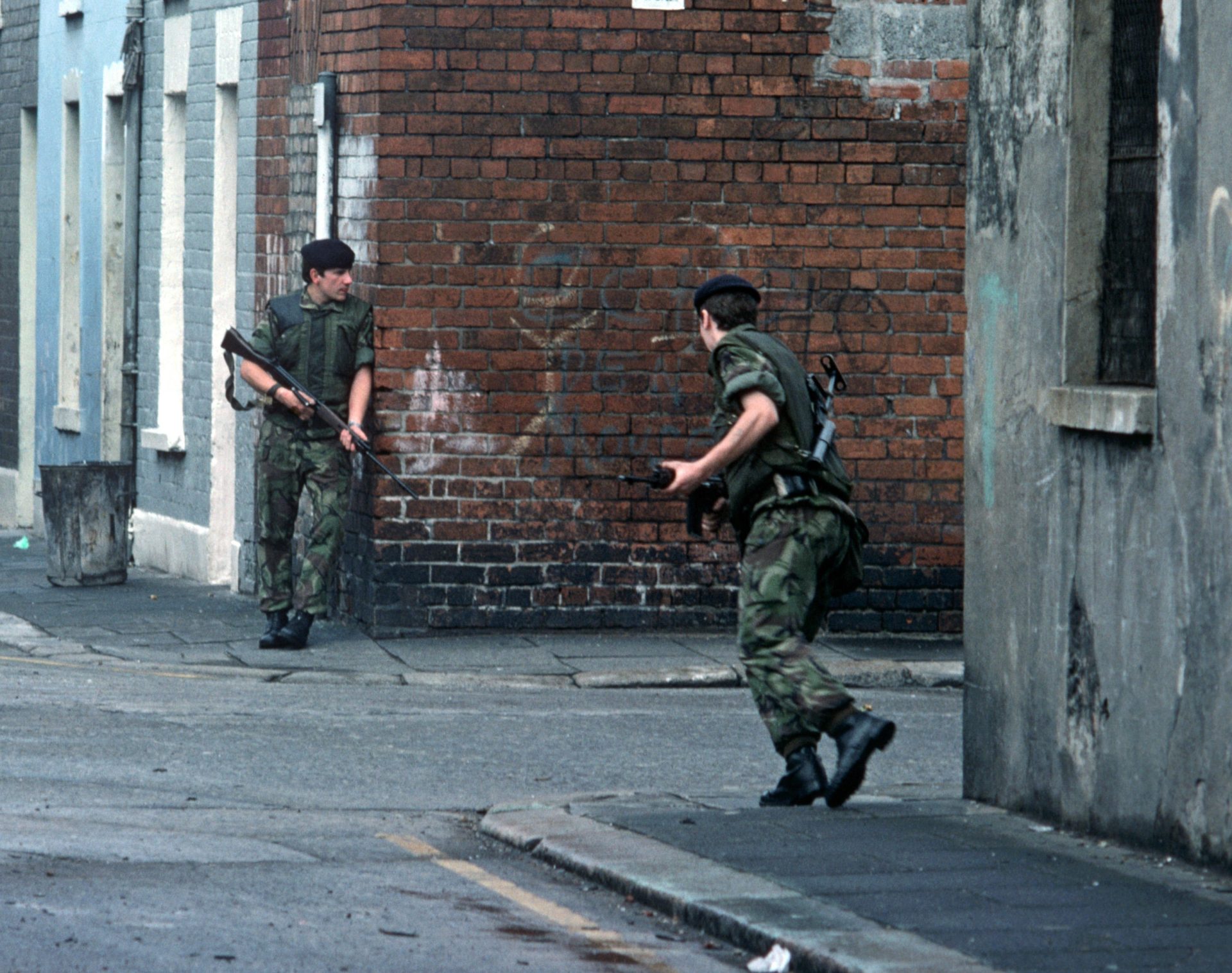 British troops on the streets of Belfast in May 1973.