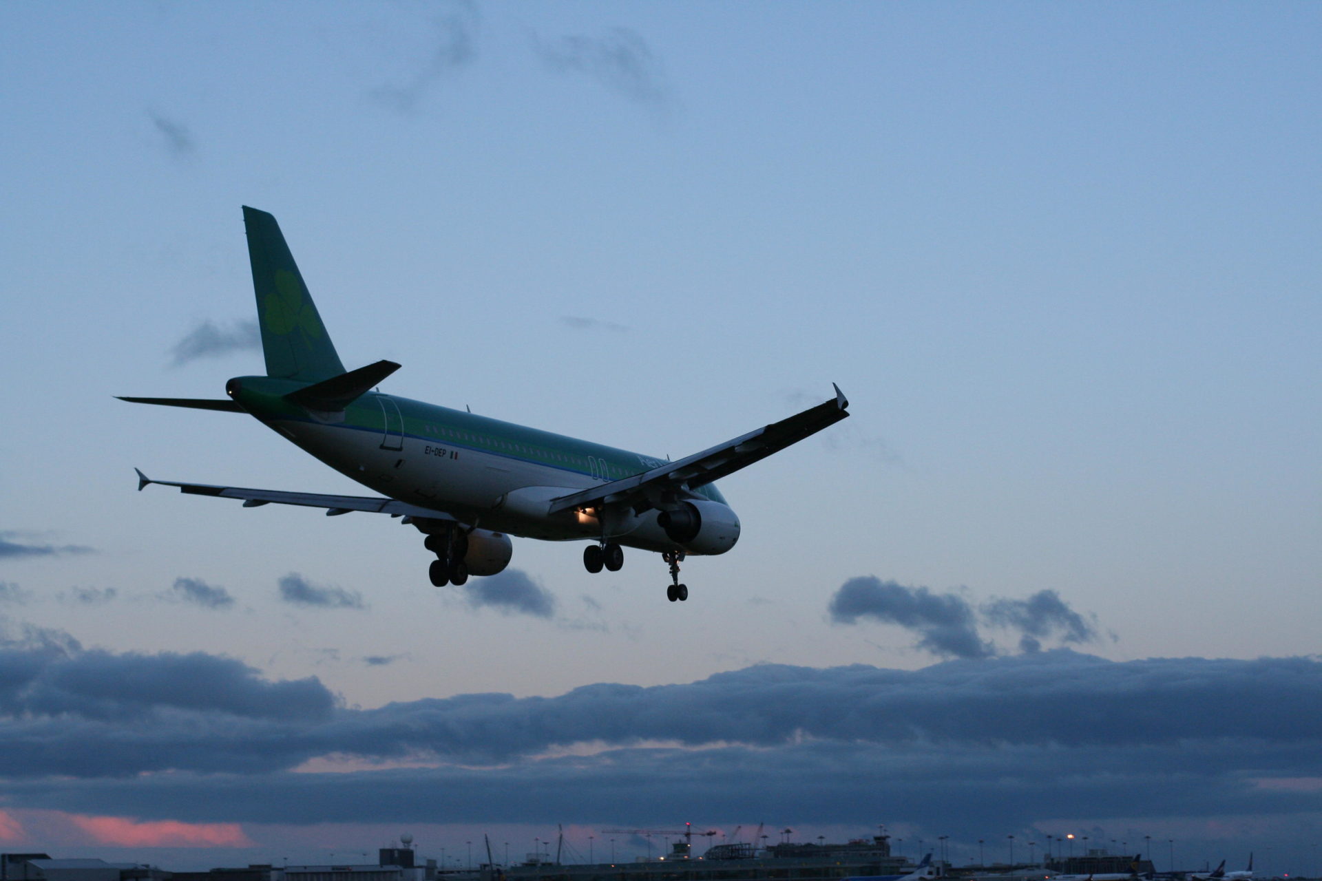 G3FYD1 Airplane landing on the runway at Dublin Airport Ireland, travel concept, aerlingus, aer lingus, arrivals, tourist concept travel concept, travelling